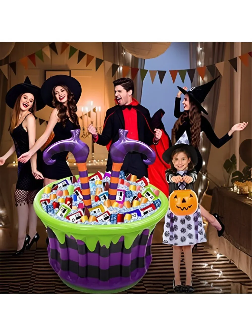 Large Halloween Inflatable Witch Cauldron Cooler Halloween Party Decoration